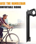 Gooseneck Bike Stem 220mm Length With 22.2mm Quill And 25.4mm Clamp Aluminum Head Steel Tube Black Finish for 1 Inch Handlebars