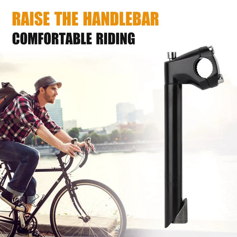 Gooseneck Bike Stem 220mm Length With 22.2mm Quill And 25.4mm Clamp Aluminum Head Steel Tube Black Finish for 1 Inch Handlebars