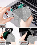 Six-pack gray microfiber cleaning cloths with white star pattern for glasses and devices, 6.3 x 6.3 inches.