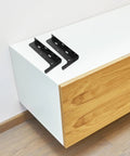Floating Shelf Brackets For Kitchen And Bathroom Wall Mounted L Shaped Shelf Support on wooden surface