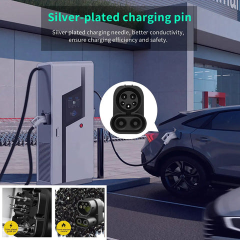 CCS1 To CCS2 EV Charger Adapter Type 1 To Type 2 SAE J1772 IEC 62196 Dual AC DC Compatibility 32A 250V AC featuring a car charging.