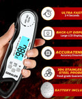 Ultra Fast Digital Meat Thermometer With Instant Read In 3 To 4 Seconds Waterproof IP67 Backlit Display Fahrenheit And Celsius Switch