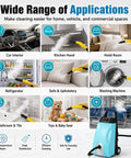Powerful 3000W Portable High Pressure Steam Cleaner With 3.5L Tank used for cleaning car interiors and kitchen hoods.