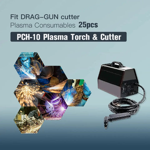 Pro Grade Plasma Cutting Consumables Kit For Thermal Dynamics PCH-10 Torch 25 Pieces Including Electrodes Nozzles Shield Cups