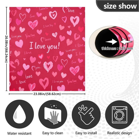 Valentine's Love Heart Magnetic Dishwasher Cover For Front Refrigerator Door, Ultra Strong PVC Coated Magnetic Panel, Size Display