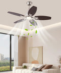 Pwefhsdjvh Ceiling Fan with LED Light 42 Inch Remote Control 5 Blades installed in a modern living room.