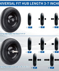 Flat Free 4.80/4.00-8 Tire And Wheel For Wheelbarrows Hand Trucks Carts And More, 14.5 Inch, adjustable hub sizes 3-7 inches