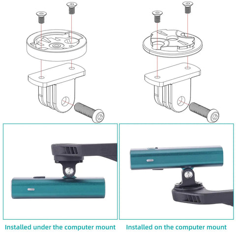 Diagram and installation of Quick Release Bike Mount Interface Combo Adapter for Garmin iGPSPORT CooSpo XOSS COROS GEOID.