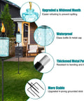 Set Of Four Glass Garden Torches For Backyard And Outdoors 12 Oz Citronella Torches With 61 Inch Height And Five Prong Grounded Stake