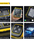 6 images showing 2 In 1 Handheld Digital Oscilloscope And LCR Transistor Tester Kit with PWM Signal Generator features like screen and design