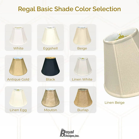 Regal basic lamp shade color selection including eggshell, beige, and linen beige options on display.