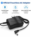 AC Power Adapter For Automatic Sensor Trash Cans, Official Manufacturer Certified, UL Listed, Energy Saving, Keeps Your Sensor Bin Running Smooth, Backed By Full Service Warranty And Loyal Customer Support. Black adapter with 5'10" cord