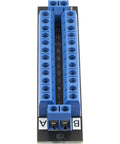 2x12 Terminal Block Distribution Module Breakout Board For AC And DC Power, 15 Amp Screw Terminal, 5.0mm Pitch, Accepts 26 AWG To 12 AWG Wire, Black, Dual Pack, Expandable For DIY Electronics Projects, blue screw terminals