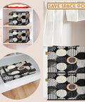 Fan Favorite Black And White Boho Design Storage Bins With Secure Lids Foldable Closet Organizers Featuring Soft Leather Handles For Heavy Duty Washable Home Decluttering on shelves and drawers.