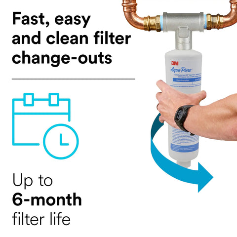 Hand changing an Inline Whole House Scale Inhibition Water Filtration Cartridge For AP430SS System Replacement.