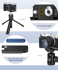 Hand Grip For Fujifilm X M5 Camera With L Shape Bracket Built In Arca Quick Release Plate And Battery Access shown on tripod