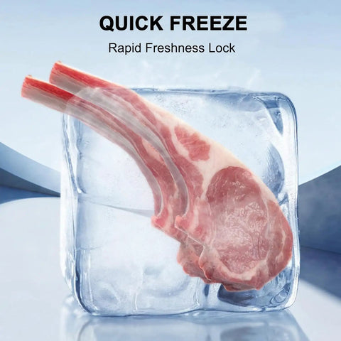 Beefy Upright Freezer With 17 Cubic Feet Capacity And Convertible Fridge Mode Featuring Frost Free Operation Plus Sleek Stainless Steel Exterior Delivers Serious Storage That Is A Real Game Changer For Garage Or Apartment frozen pork chops in ice block with quick freeze feature