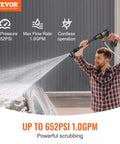 Man using Cordless Pressure Washer 652 PSI 1 GPM Brushless Motor Rechargeable 4Ah Battery Powered Handheld Washer Gun With Charger
