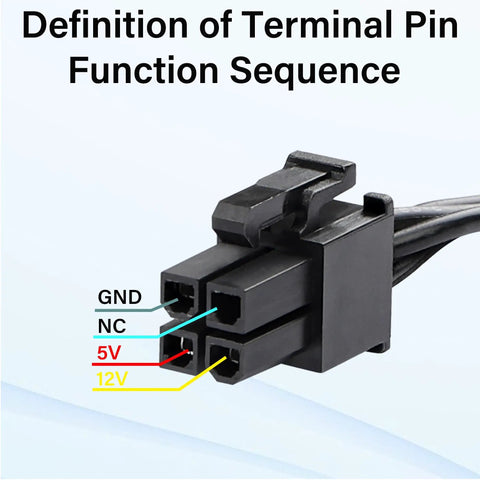 ATX 4 Pin To Dual SATA Power Adapter Cable 18 Inch Length Splitter For PC Drives Powers Two SATA Hard Drives Or SSDs From One Motherboard Connector Durable Copper Wire For Easy Install And Wide Compatibility Like A Pro, terminal pin diagram