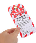 5 Piece Lockout Tag Kit for Equipment Repair PVC Safety Warning Tags showing DO NOT OPERATE with red and white design.