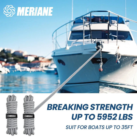 Marine Grade Dock Line Set Half Inch By Fifteen Foot Double Braided Nylon Boat Rope Gray Four Pack Soft Touch and Shock Absorbent in Use