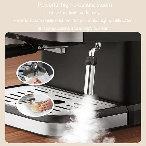 Next Level Counter Slick Semi Automatic Espresso Machine Featuring Precision Temperature Control And Pro Milk Frothing Steam Wand with dense milk froth making.