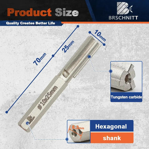 Pro Grade Carbide Brick Mortar Grout Cutter Bit, 10 mm Diameter By 25 mm Length, Hex Shank For Hand Drill, mortar bit