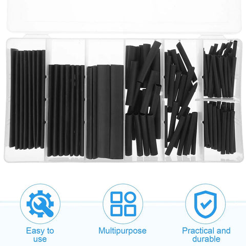 Top Tier Heat Shrink Tubing Kit Featuring 127 Pieces Of Durable Polyolefin Insulation Sleeves And Assorted Wire Wrap Tubes Perfect For Cap Protecting Cables At Your Shop Or Home Job. black heat shrink tubing set in organizer case, assorted sizes, polyolefin