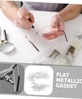 Metal Eyeglass Frame Washers 200 Pcs Set for Rimless Glasses, Quick Fix Repair Accessories and Tools, Close-Up View