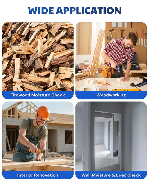 Rechargeable Pinless Moisture Meter For Wood Drywall And Masonry With Adjustable Alarm Data Records Noninvasive Hemispherical Sensor For Fast Pro Grade Home Water Leak Checks, wood leak checks