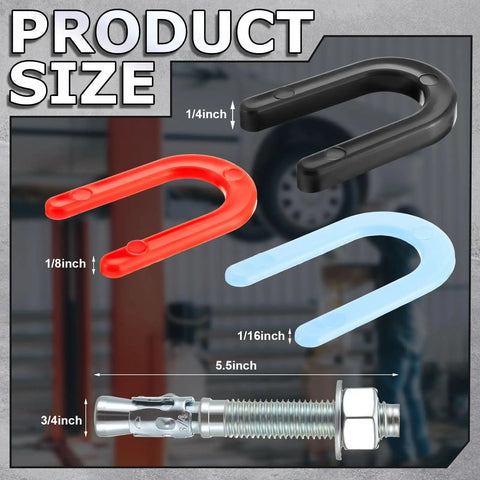 Badass 46 Piece Car Lift Install Kit featuring Slick Wedge Anchor Bolts and precision leveling shim set, various sizes displayed.