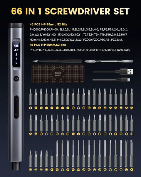 Tiny Cordless Electric Screwdriver Kit With 120 In 1 Bits LED Light USB Charging 100 Precision Bits And 20 Bit Tool Set
