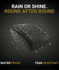 Slip On Gel Filled Recoil Pad For Rifle And Shotgun, Easy Install Buttstock Pad Reducing Felt Recoil Up To Seventy Percent, Fits Most Guns, Stock Cushion For Precision Shooting And Range Days with water droplets on surface, waterproof feature.