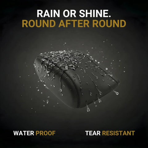 Slip On Gel Filled Recoil Pad For Rifle And Shotgun, Easy Install Buttstock Pad Reducing Felt Recoil Up To Seventy Percent, Fits Most Guns, Stock Cushion For Precision Shooting And Range Days with water droplets on surface, waterproof feature.