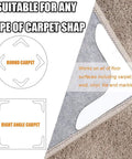 Image showing usage of Rug Grippers With Super Sticky Hold For Anti Curling And Non Slip Carpet Tape suitable for round and right angle carpets. 