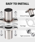 Heavy Duty Zero Hassle Universal 2 Bolt Exhaust Flange Repair Piping Kit With Premium 304 Stainless Steel components and fasteners.
