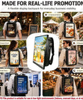 High Quality Premium 21.5 Inch Advertising Lcd Backpack in various promotional settings for outdoor visibility.