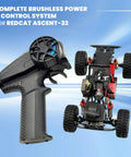 All In One Brushless Power And Control System With NanoPython ESC NanoKomodo Motor And Gripor V2 TX RX For Redcat Ascent 32 RC Crawler Wireless Tuning Upgrade For Ultra Smooth Torque And Rock Solid Control, showing remote and chassis