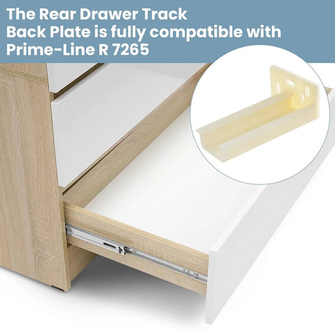 Image showing Kitchen Drawer Rail Bracket For Butter Smooth Gliding Rear Track Back Plate heavy duty nylon, compatible with Prime-Line R 7265.