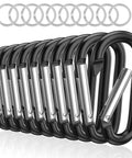 Three Inch Aluminum Carabiner D Ring Clip Set of 10 With 30mm Steel Rings for Backpack Keychain Ropes Water Bottles