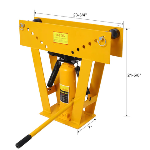 Beefy 16 Ton Manual Hydraulic Pipe Bender Kit with adjustable rollers and ratcheting mechanism for steel tubing bending