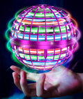 Flying Orb Ball Hand Controlled Drone For Kids Outdoors With Gyro AI Tech Spinner Boomerang Globe Toy in hand, glowing lights