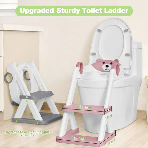 No Sweat 2 In 1 Potty Training Seat With Step Stool For Toddlers, Adjustable Height Toilet Chair, Waterproof Cushioned Pad, Rock Solid Non Slip Bathroom Helper For Kids