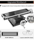Real Deal 5.5 By 20 Inch Benchtop Mill Drill Press featuring a precision micro feed table with a clamp for hard metals.