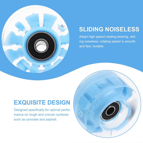Luminous Roller Skate Wheels 4 Pack PU Light Up Quad Skates Wheels For Outdoor Skating Durable Wear Resistant Replacement Parts