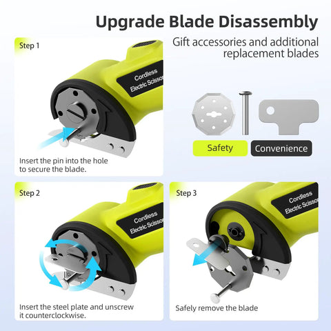 Upgrade instructions for Heavy Duty Cordless Electric Cutter With 4V Rechargeable Battery And Two Sharpened Rotary Blades.
