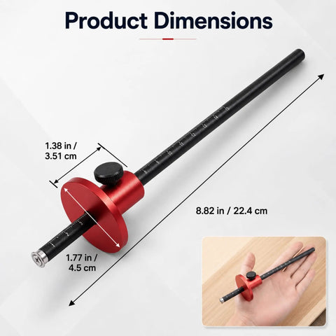 Professional Woodworking Wheel Marking Gauge Featuring Dual Metric And Inch Measurement Rulers For Dead On Accurate Layouts And No Sweat Scribing Across Softwood Or Hard Lumber Daily