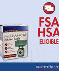 Box of Mechanical Kitchen Scale With Removable Bowl For Precise Measurements next to FSA HSA Eligible sign.
