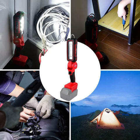 Cordless LED Work Light 2500 Lumens With Three Heads 2 Modes Milwaukee 18V Compatible No Battery Included Portable Inspection Light