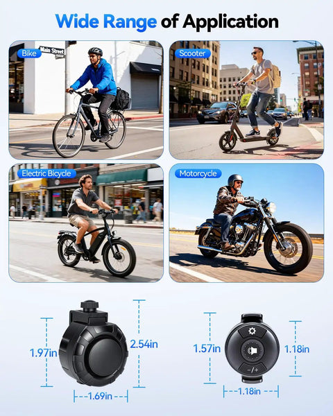 Wireless Bike Horn With Remote Control 120dB Loud As Heck Electric Bicycle Bell With 6 Sound Modes IPX5 Type C Charging Perfect For Adults Bikes EBikes And Scooters